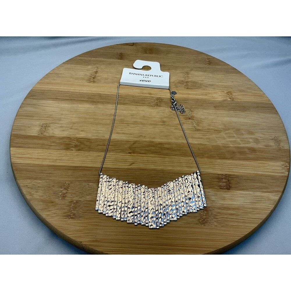 Banana Republic Necklace Silver Hammered Vertical Hammered Bars NWT